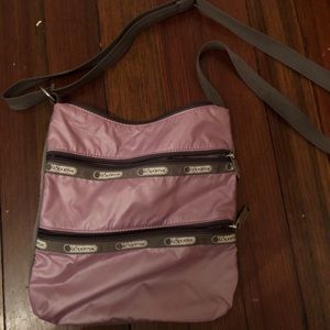Purple LeSportsac Purse With Three Pockets